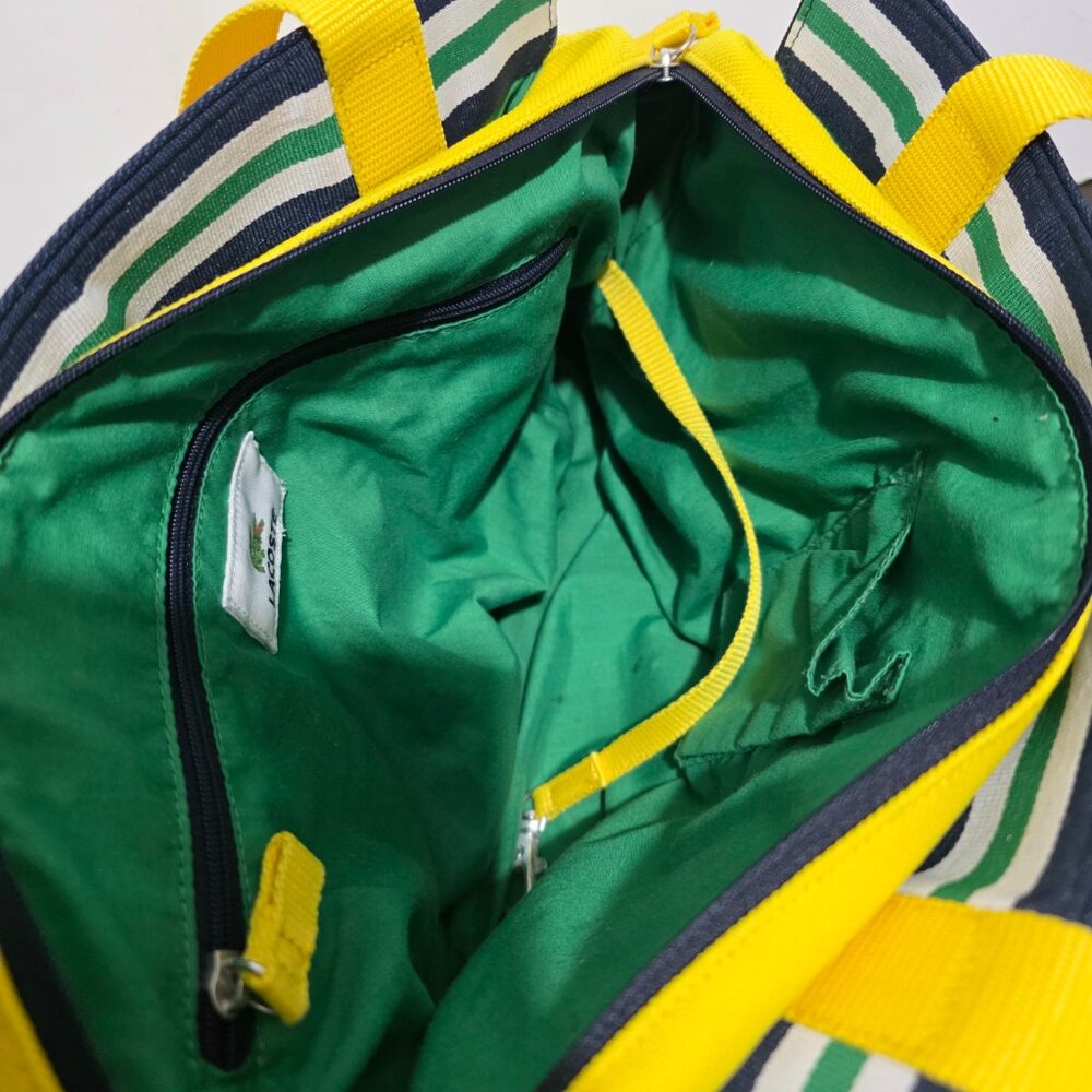 Lacoste Yellow Canvas Handbag Handle Satchel Logo - Picture 2 of 12